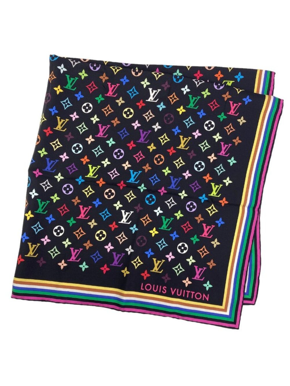 Louis Vuitton I Love Monogram Takashi Murakami Collaboration Scarf Silk